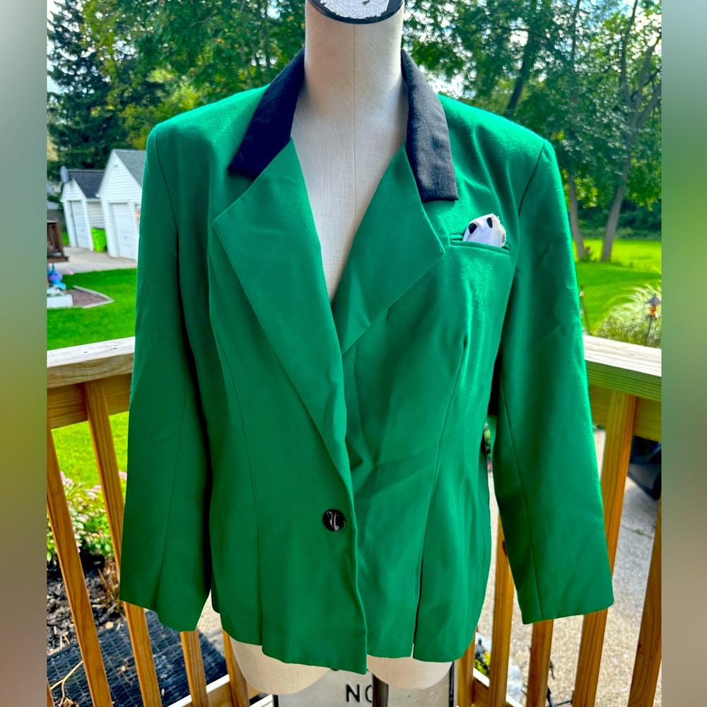 Vintage Joseph Feldman Kelly green button up blazer size 18 1/2